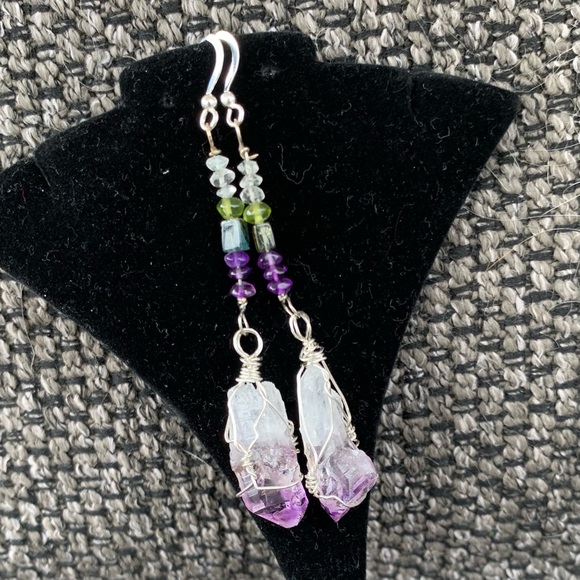 Amethyst Crystal & Bead Earrings - Picture 8 of 16